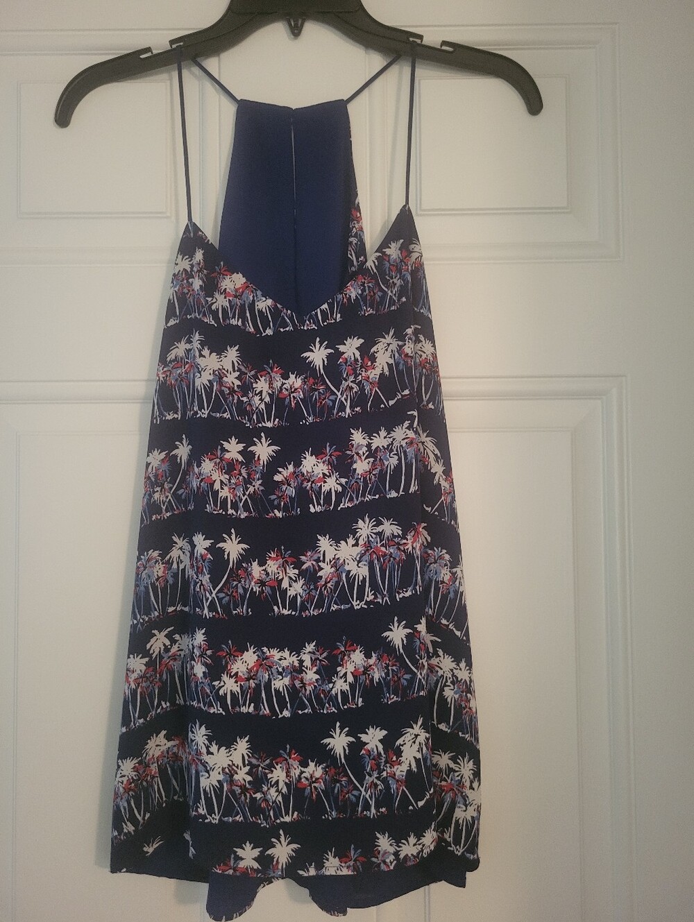 The Limited Navy And Palm-Print Reversible Spaghetti-Strap Tank
